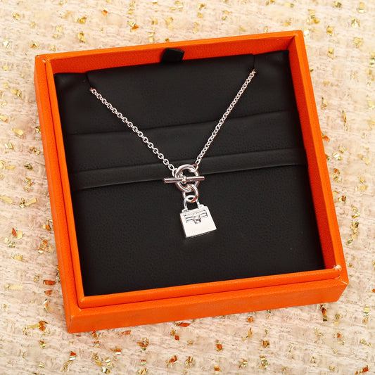 Pure silver OT Kangkang bag collarbone necklace XLA168