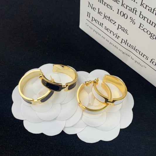 h drop oil enamel circle earrings eha251