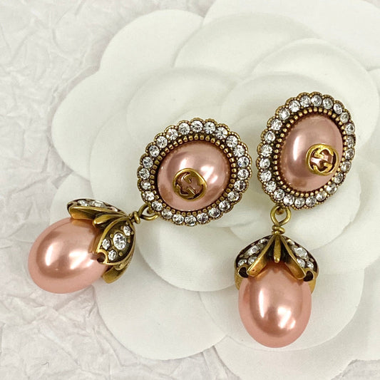 gg oval pink pearl earrings eha259