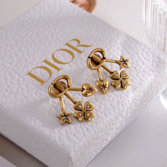love pentagram gold earrings eha357