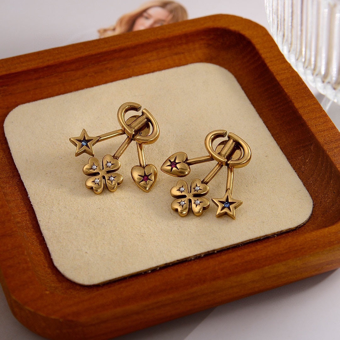 love pentagram gold earrings eha357