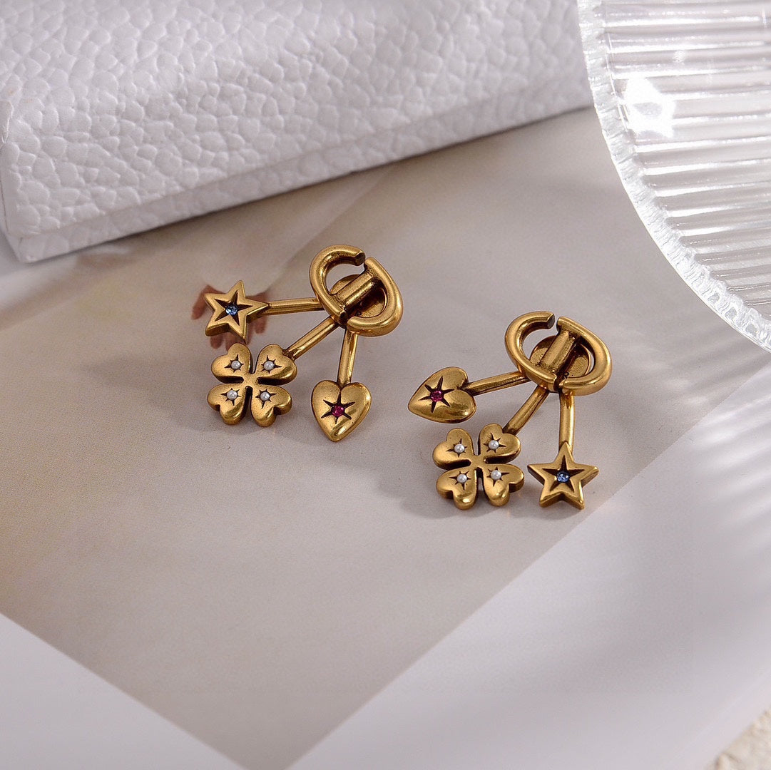 love pentagram gold earrings eha357