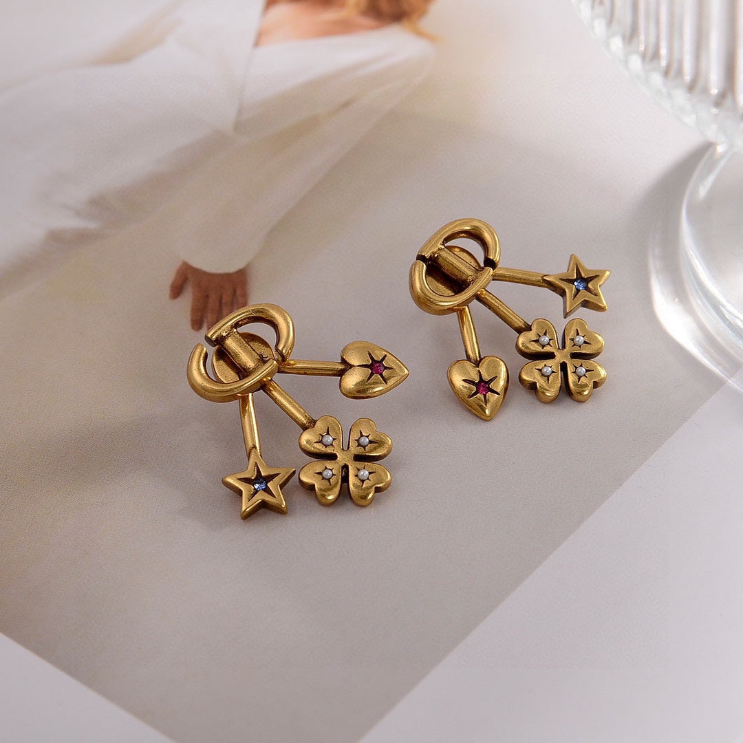 love pentagram gold earrings eha357