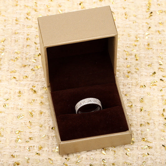 full diamond t shaped pure silver ring jza112