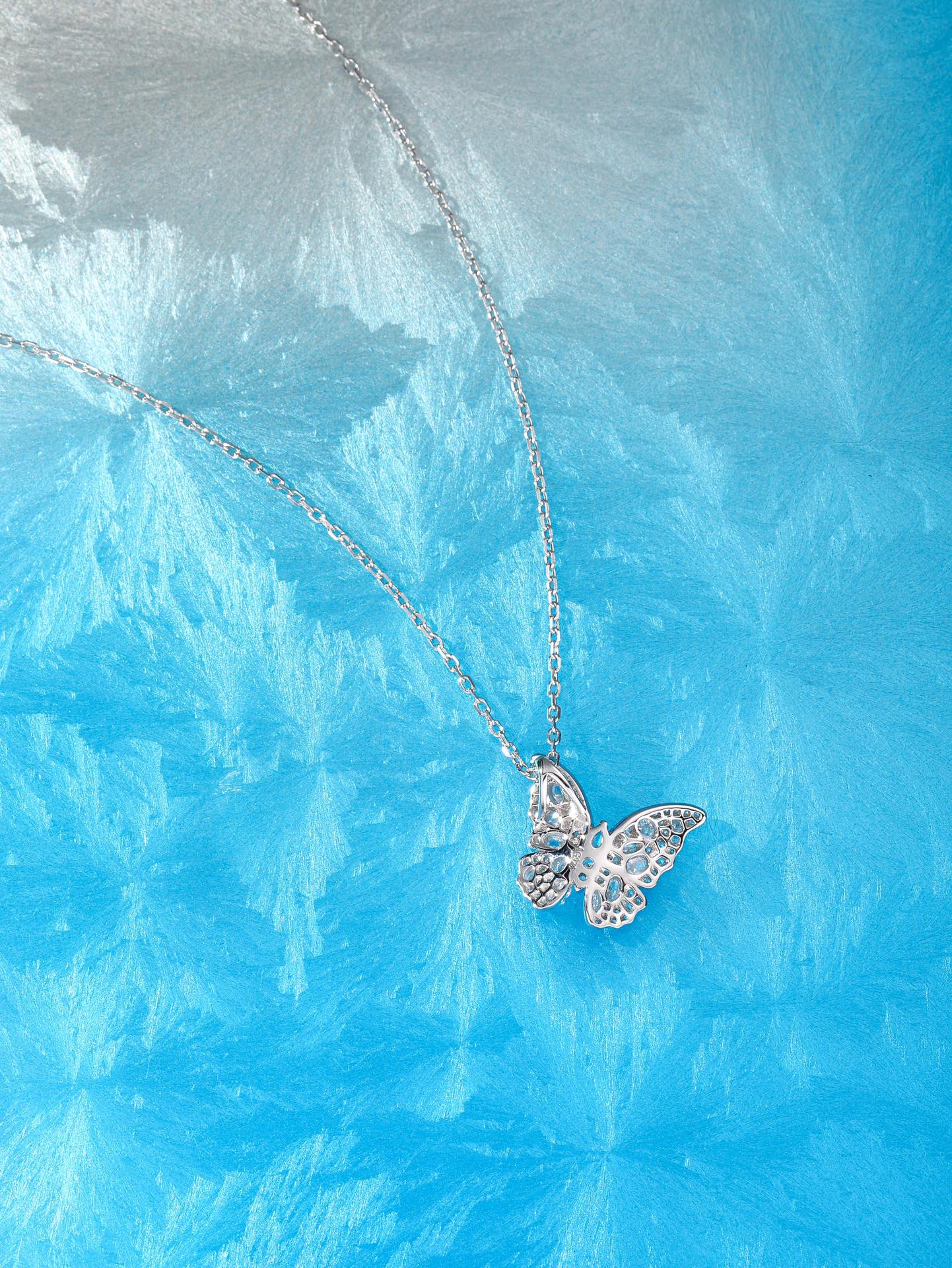 Butterfly Full Diamond Silver Necklace XLA236