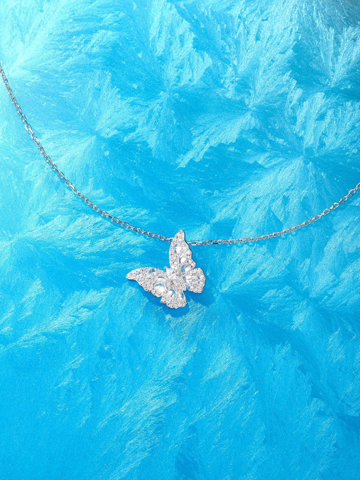 Butterfly Full Diamond Silver Necklace XLA236