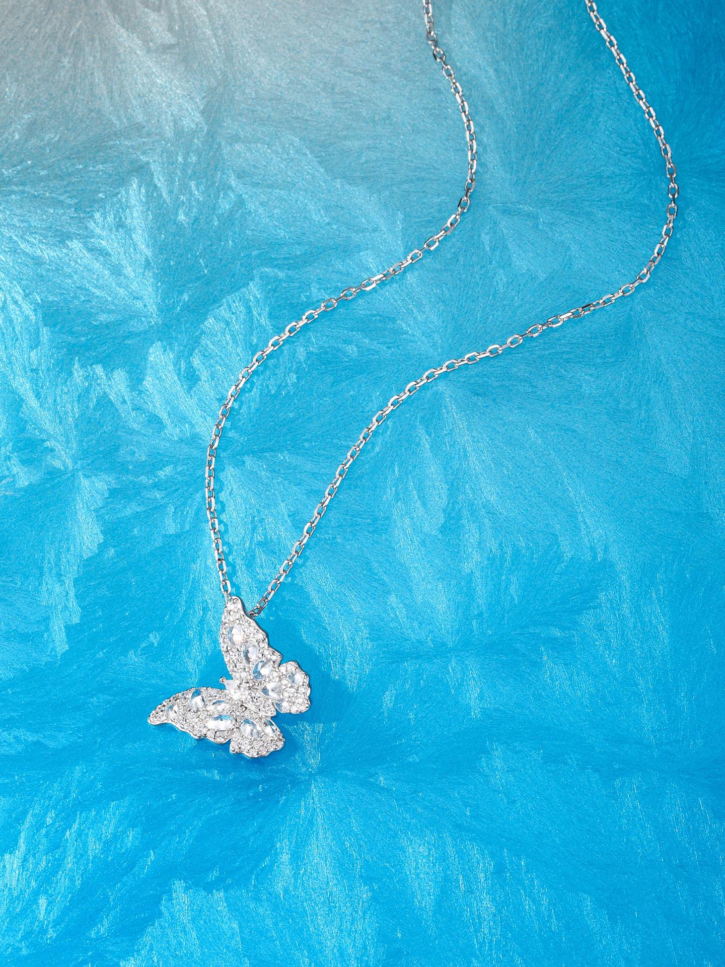 Butterfly Full Diamond Silver Necklace XLA236