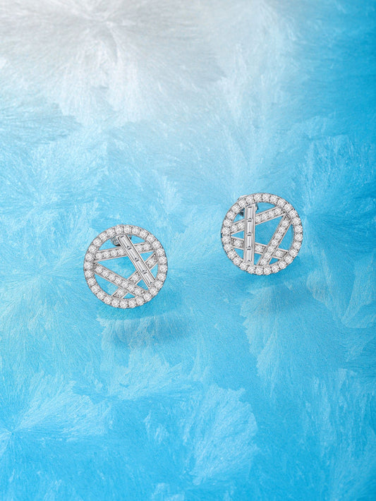 geometric hollow silver earrings eha301