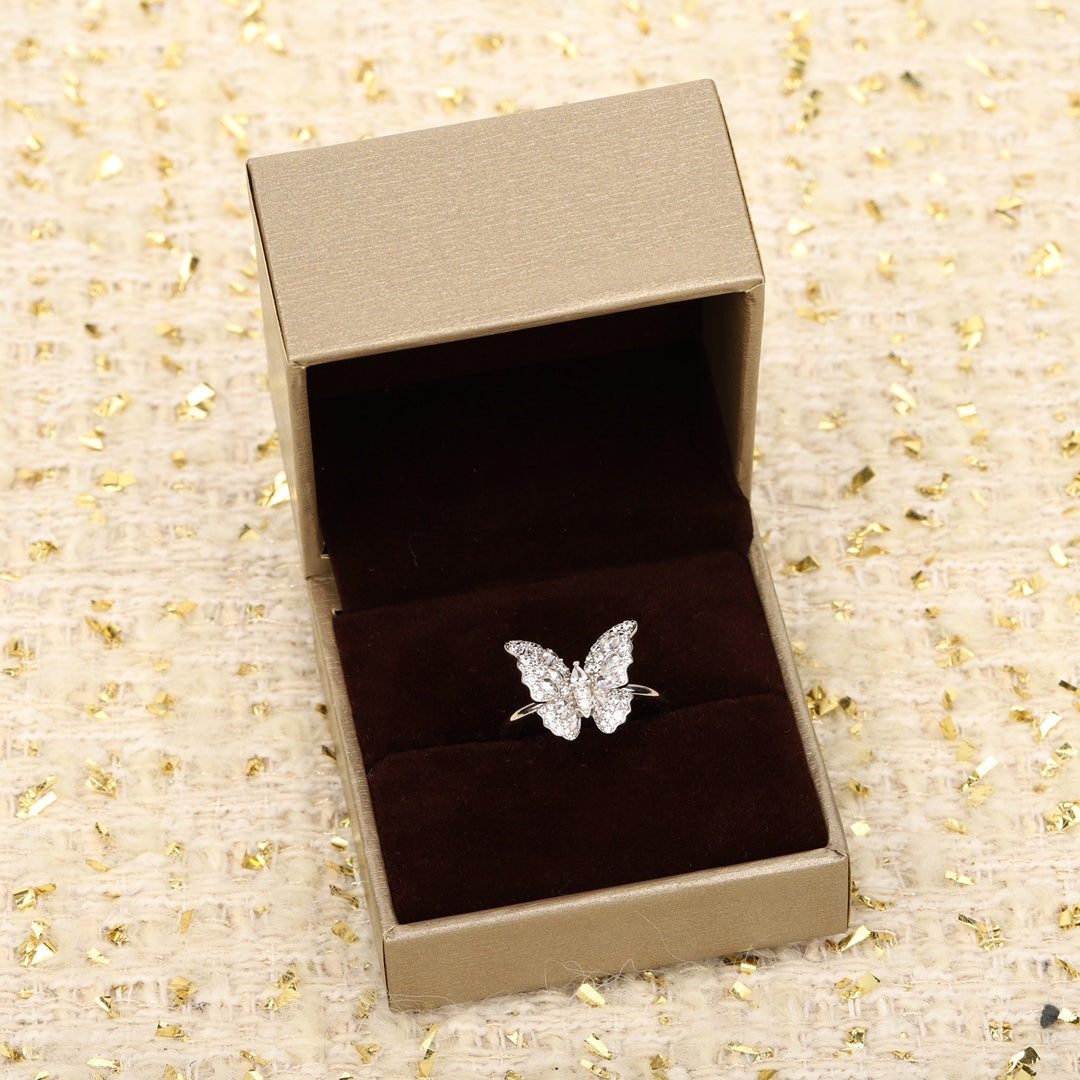 butterfly diamond silver ring jza106