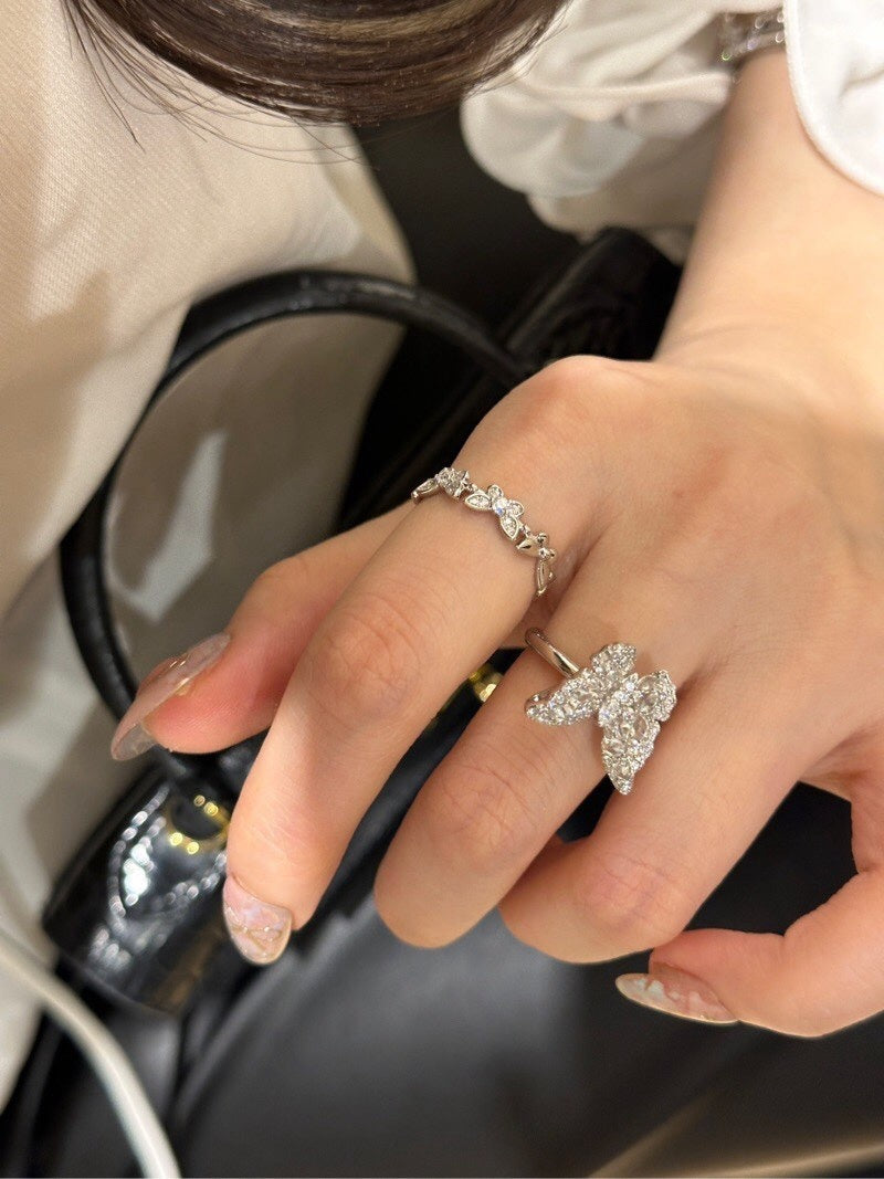 butterfly diamond silver ring jza106