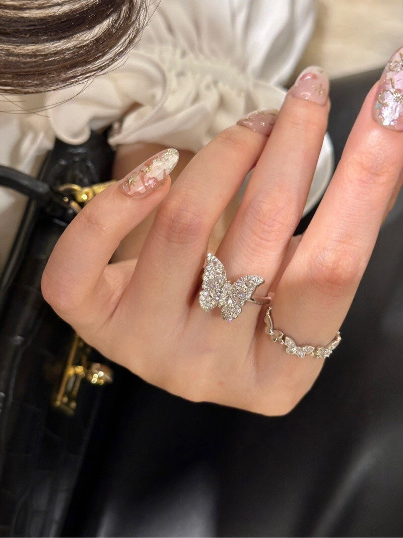 butterfly diamond silver ring jza106