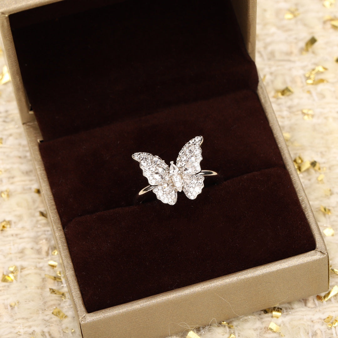 butterfly diamond silver ring jza106