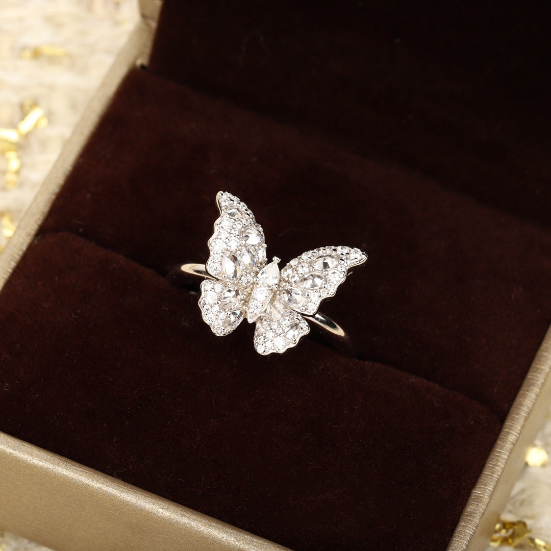 butterfly diamond silver ring jza106