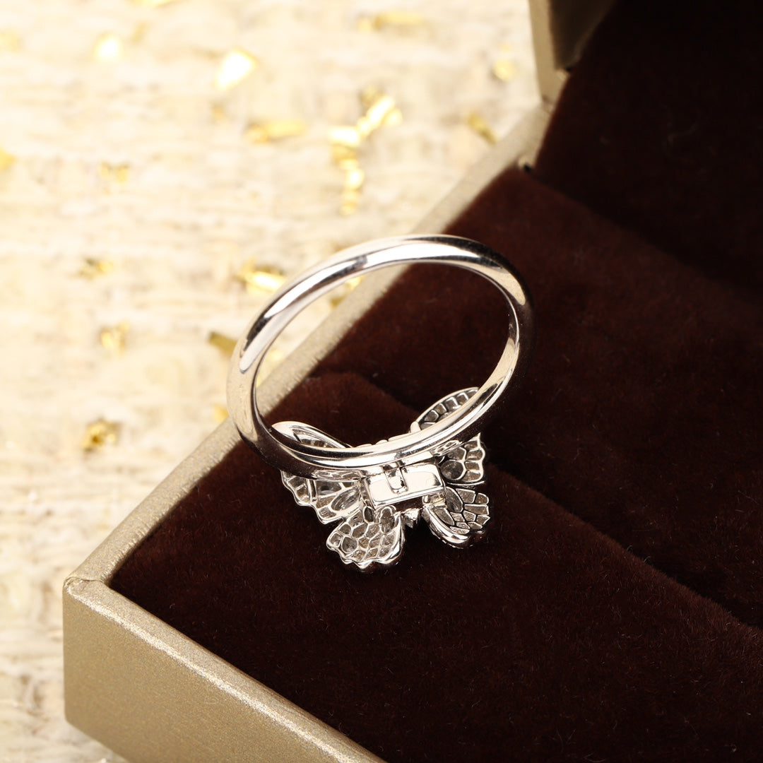 butterfly diamond silver ring jza106