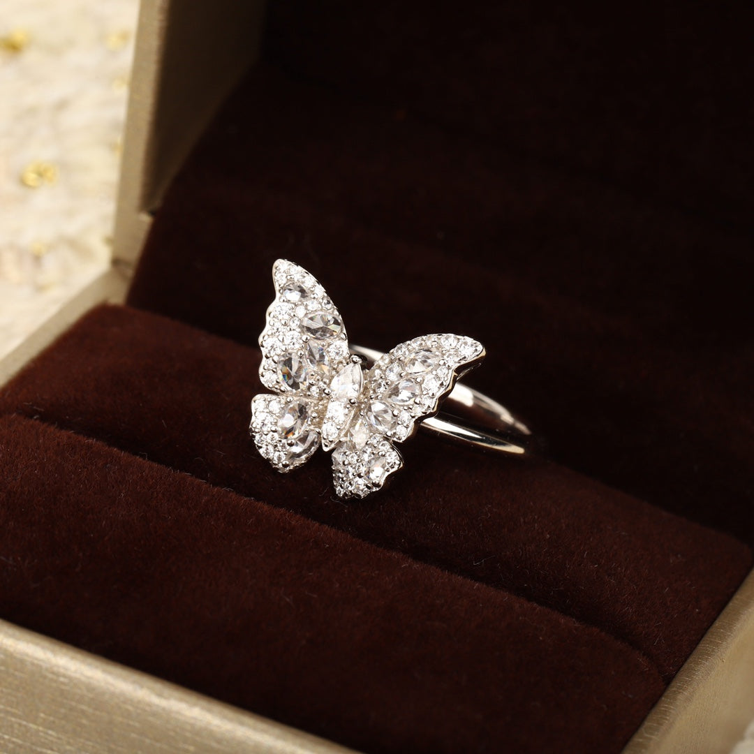 butterfly diamond silver ring jza106