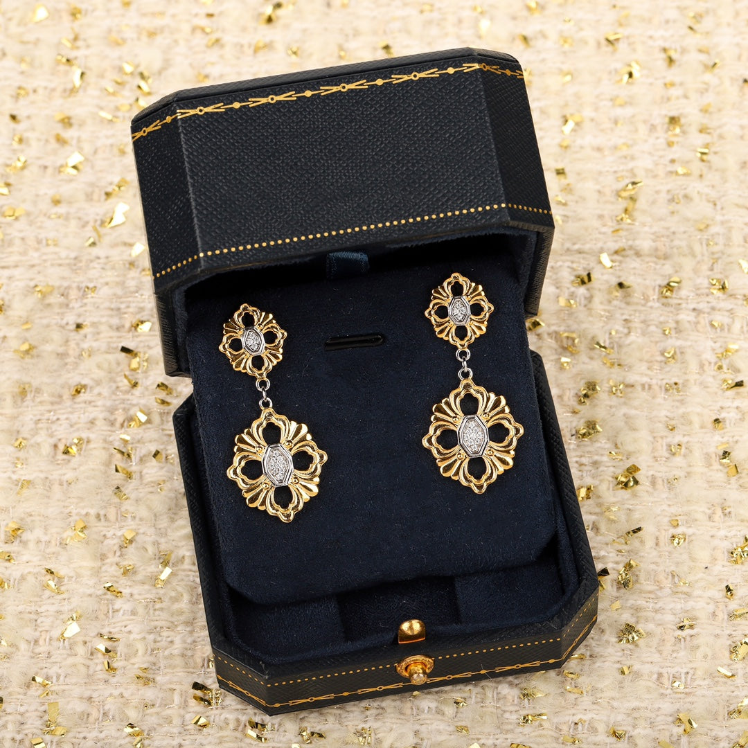 lao qian feng hollow brushed earrings eha342
