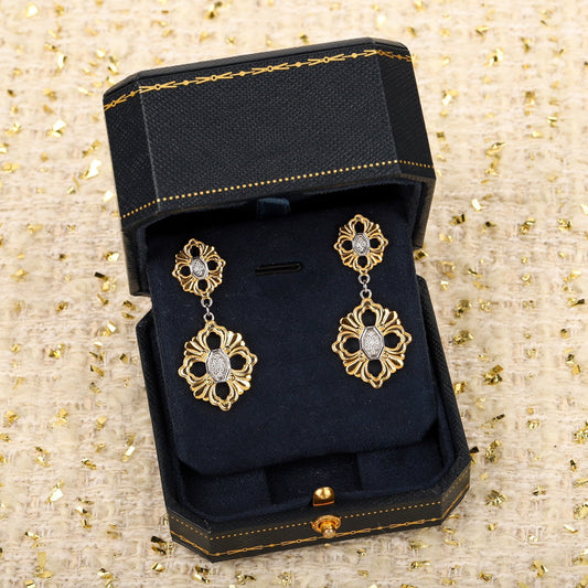 lao qian feng hollow brushed earrings eha342