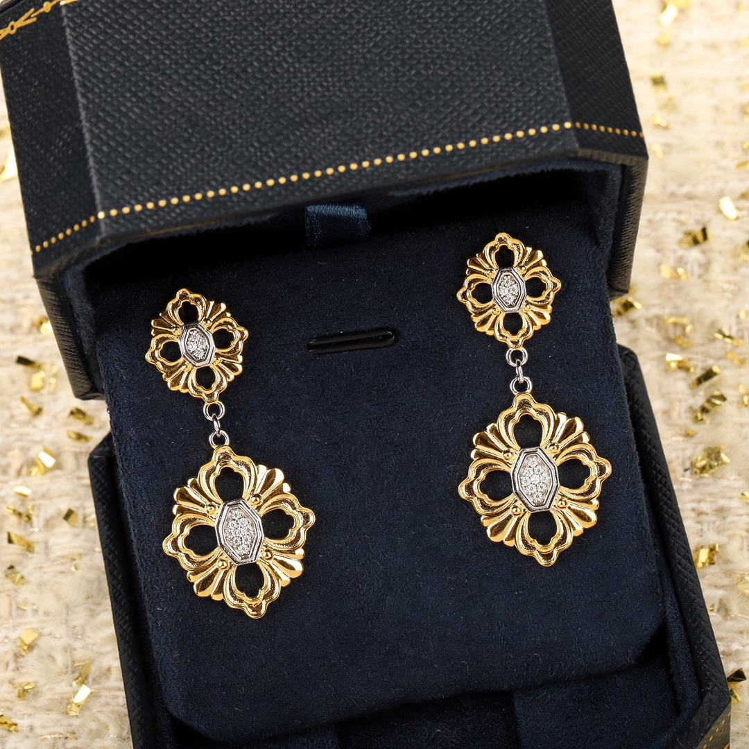lao qian feng hollow brushed earrings eha342