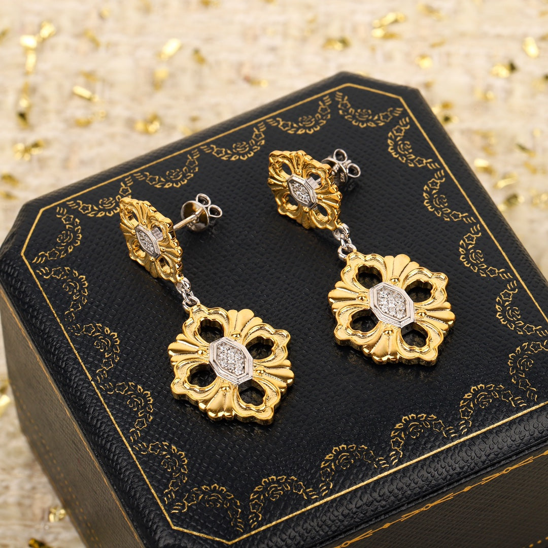 lao qian feng hollow brushed earrings eha342
