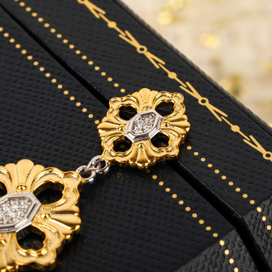 lao qian feng hollow brushed earrings eha342