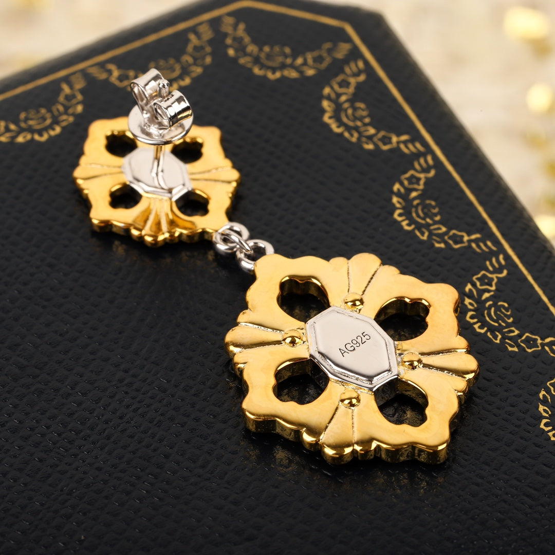 lao qian feng hollow brushed earrings eha342