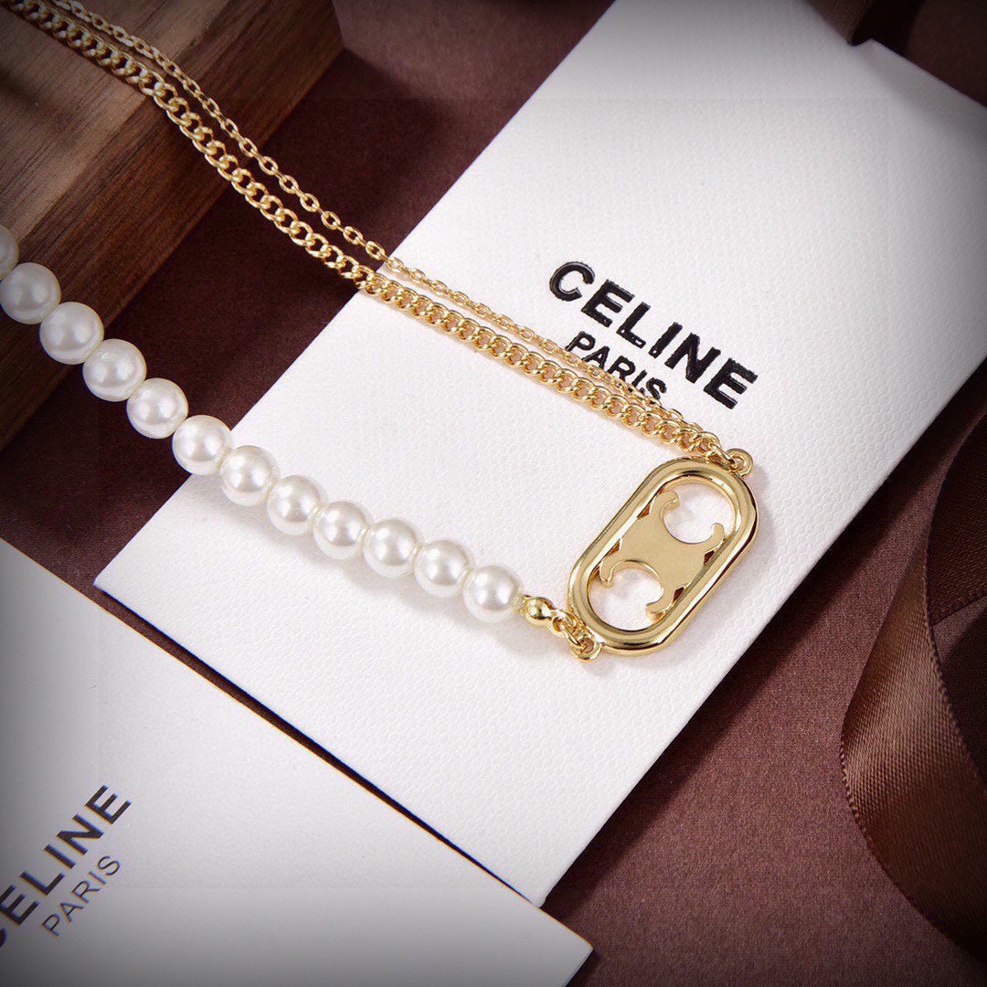 Golden Chain Pearl Double Layer Necklace XLA212