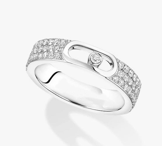 single diamond sliding full diamond pure silver ring jza113