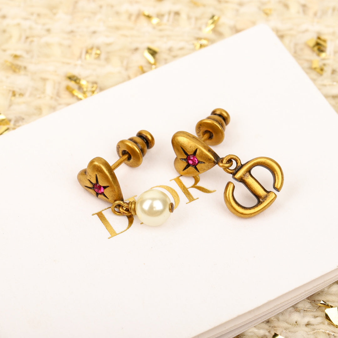 retro love hanging cd bead earnail eha316