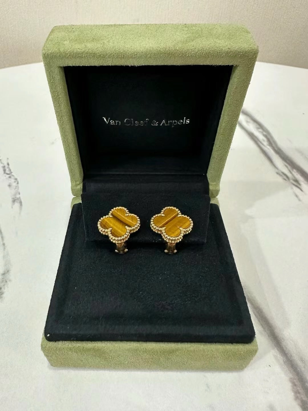 vca golden tiger eye stone earrings eha391