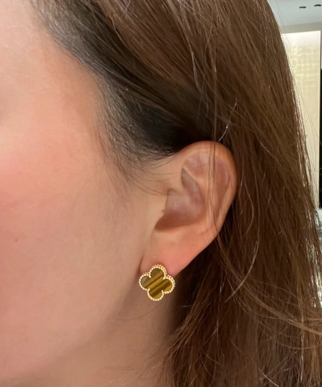 vca golden tiger eye stone earrings eha391