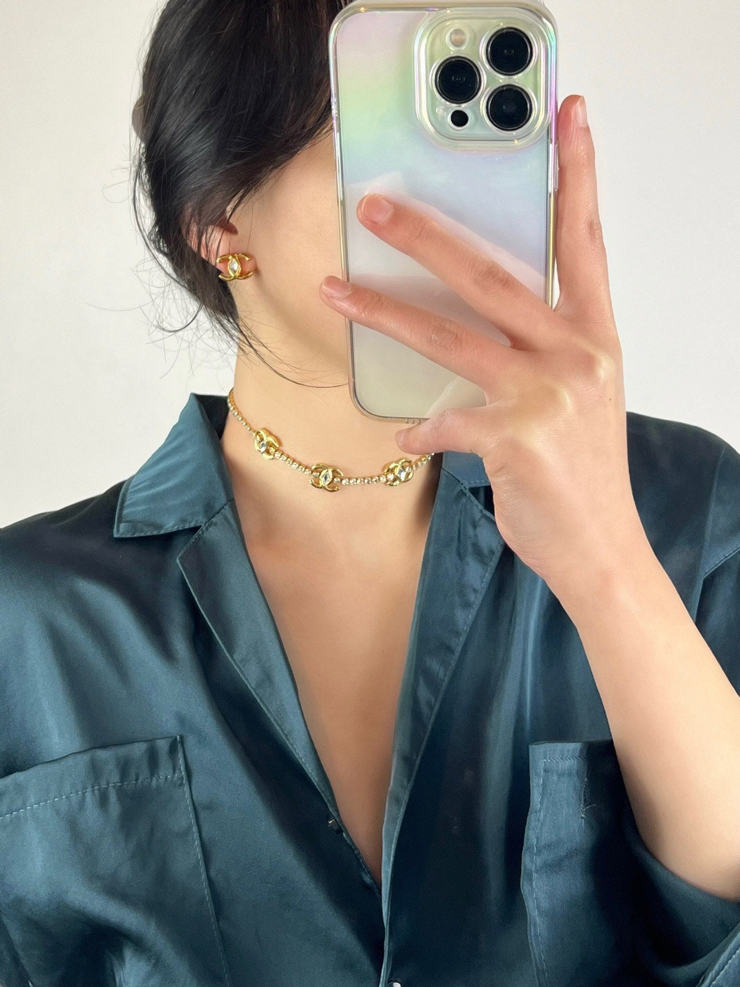 24c gold chain choker necklace XLA224