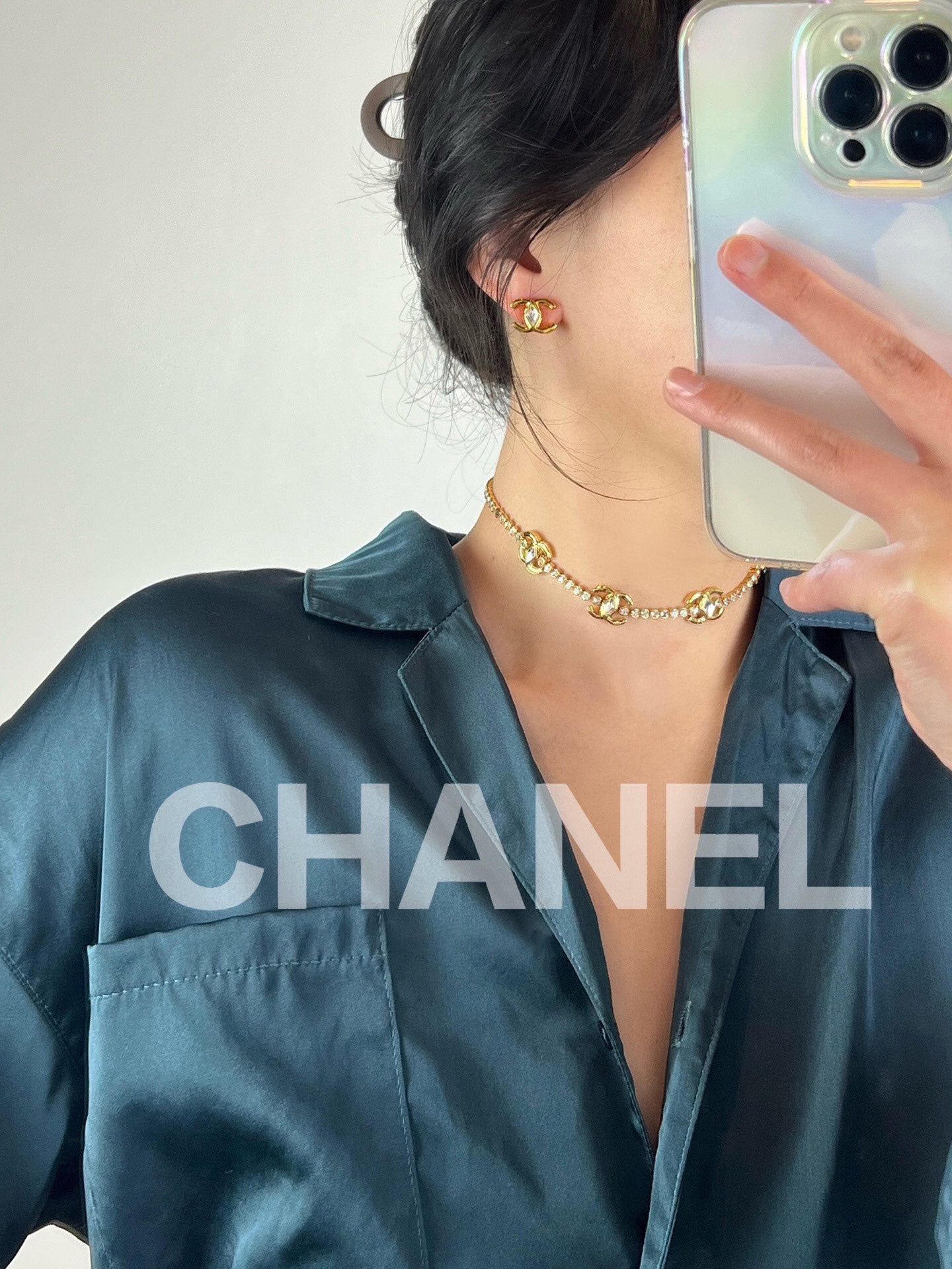 24c gold chain choker necklace XLA224