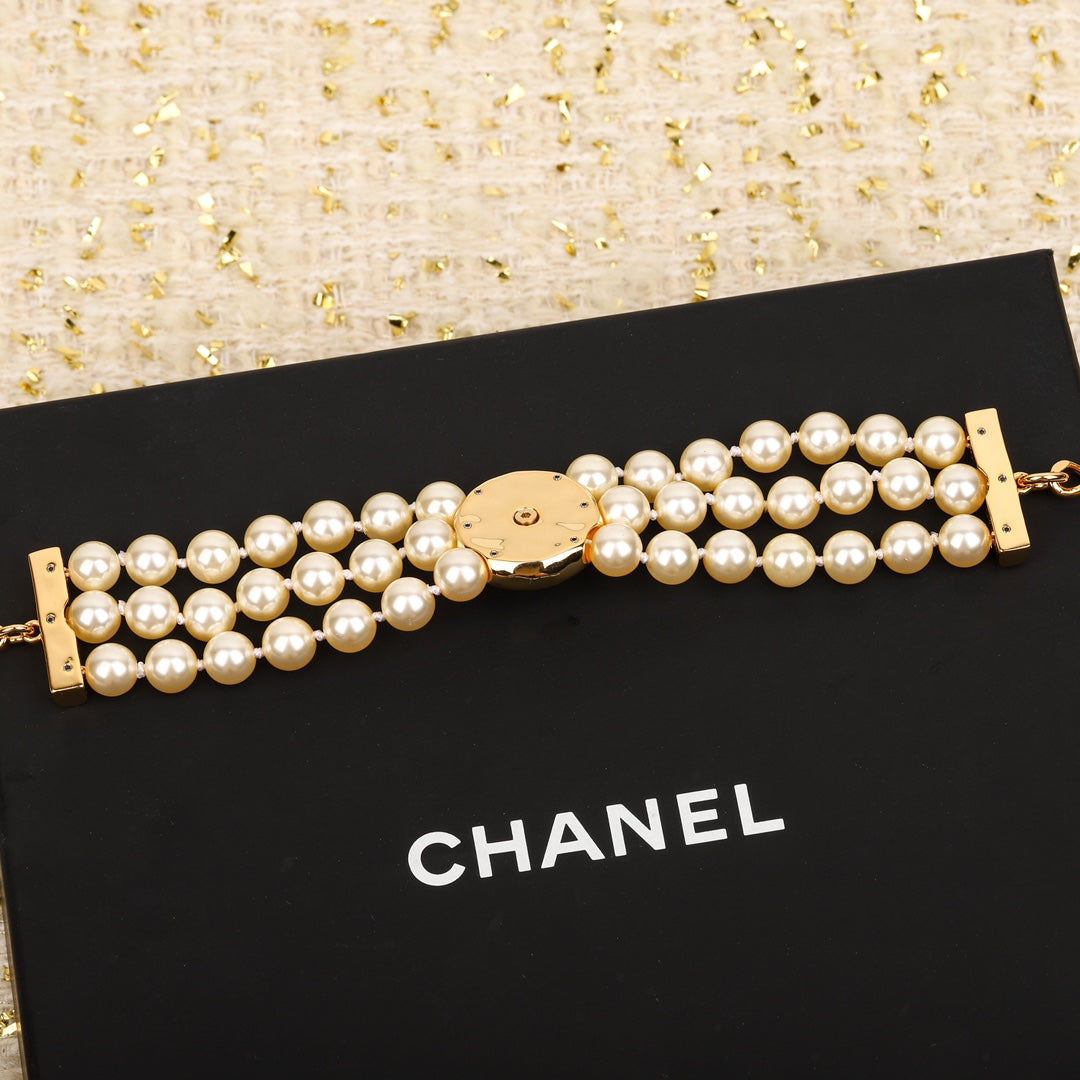 CHA button double C pearl bracelet SLA121