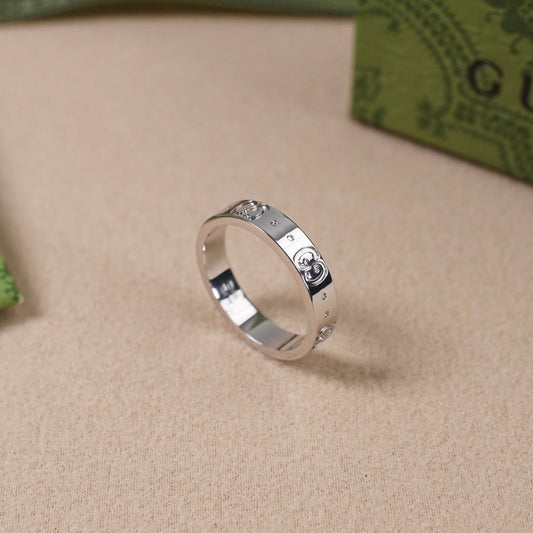 platinum double g letter smooth ring jza124