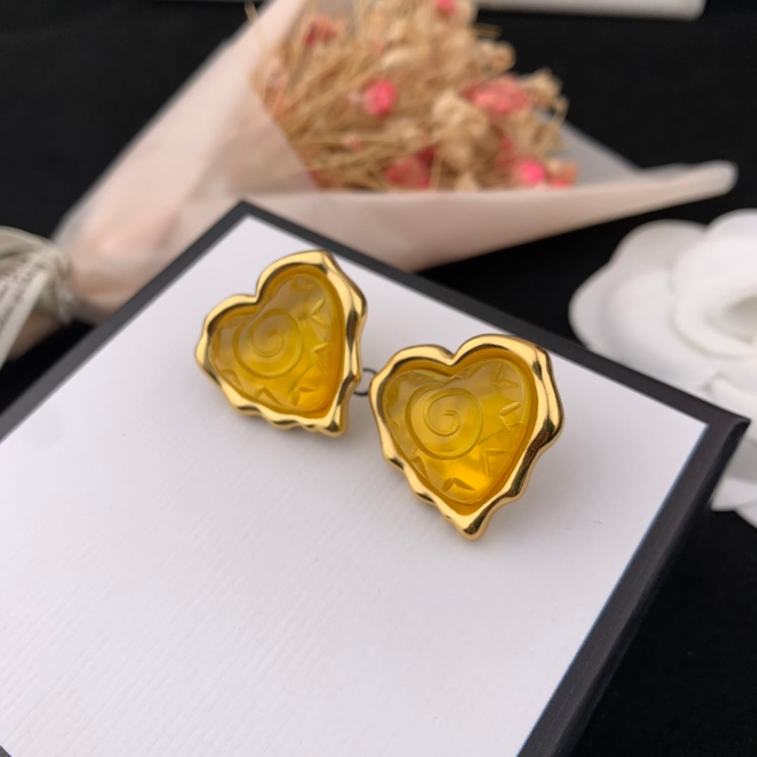 Coos yellow heart-shaped earrings EHA830