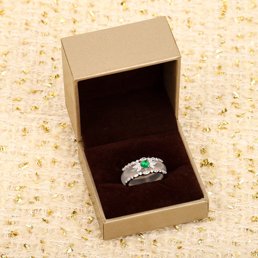 flower green pearl jade marrow ring set jza102