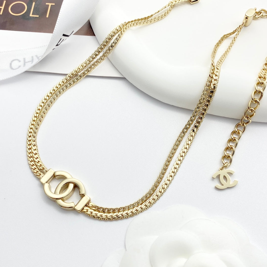 Golden double-layer snake bone necklace XLA235