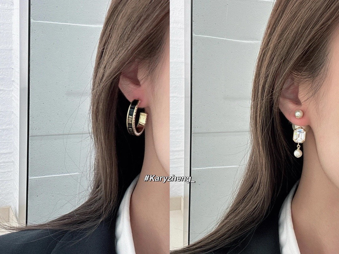 golden sized pearl square diamond earrings eha346