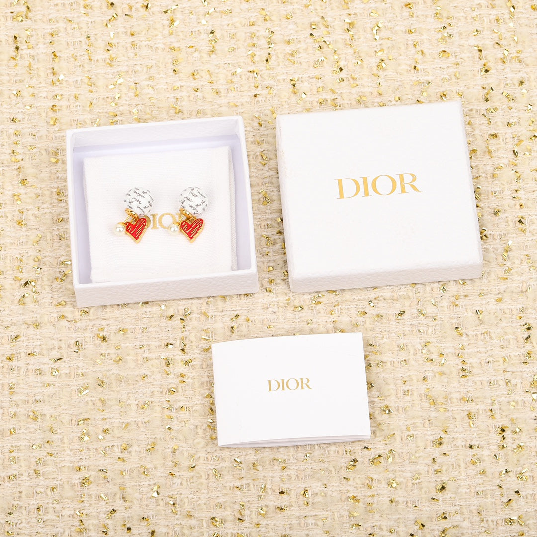 red heart letter bead earrings eha340