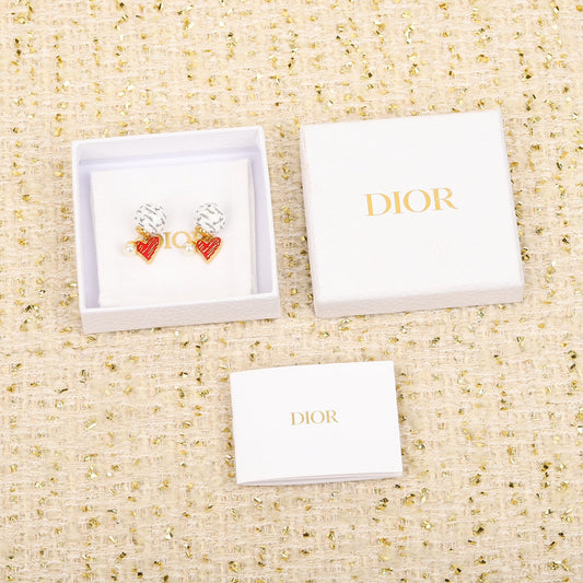 red heart letter bead earrings eha340