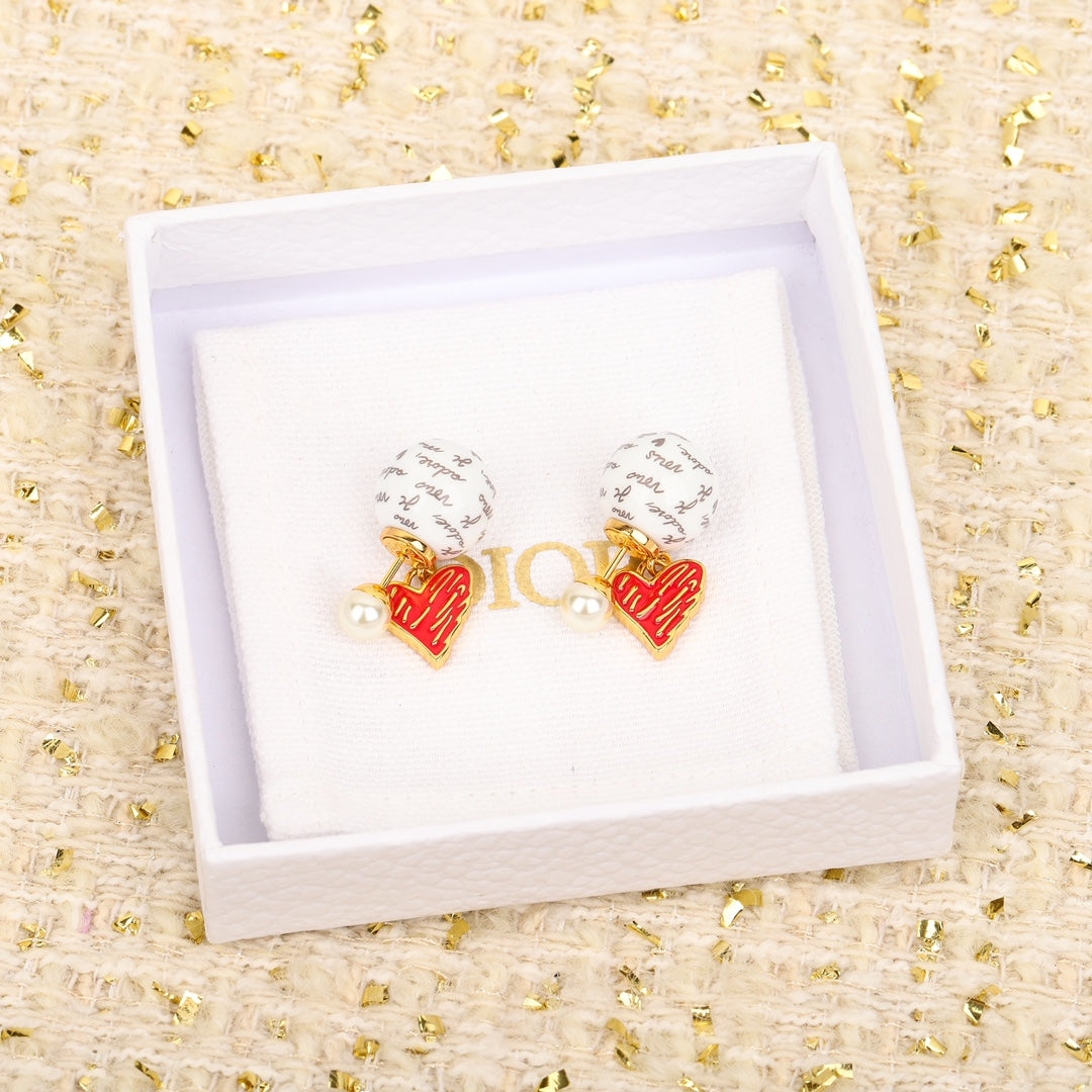 red heart letter bead earrings eha340