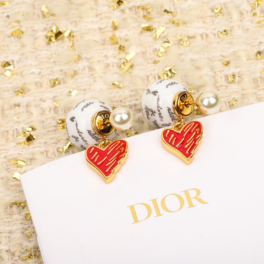 red heart letter bead earrings eha340