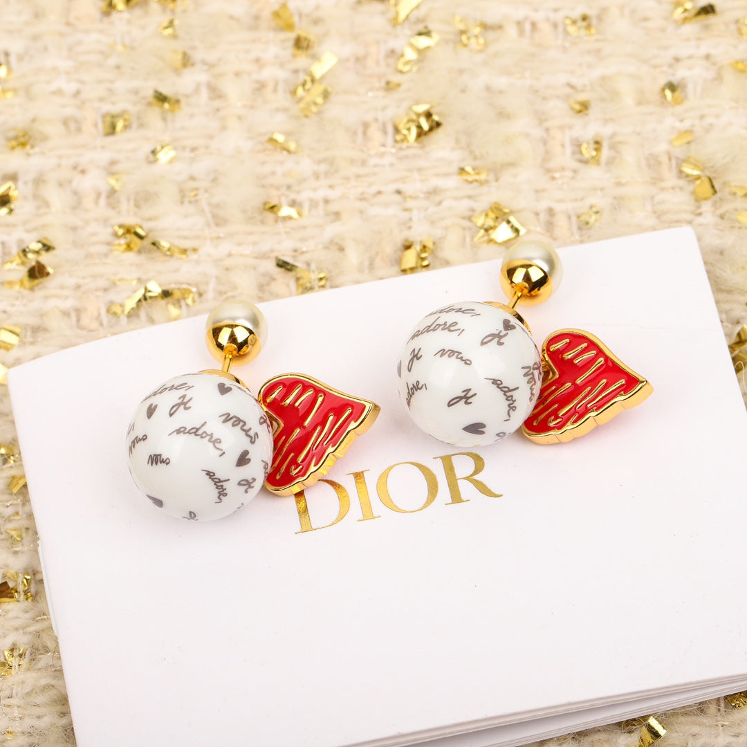 red heart letter bead earrings eha340