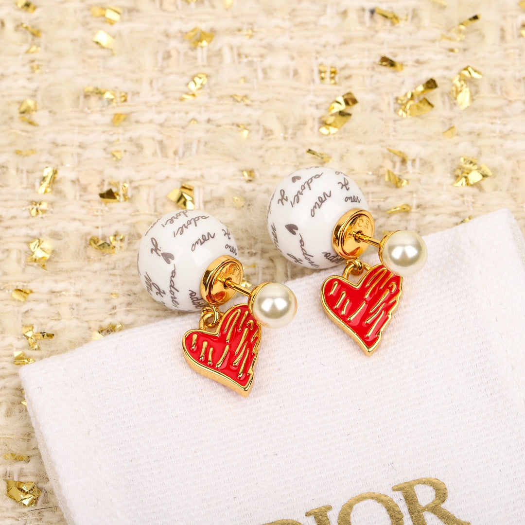 red heart letter bead earrings eha340
