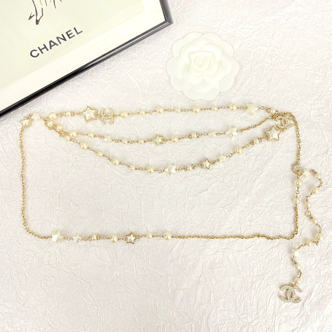 Star Pearl Triple Layer Golden Waist Chain YLA04