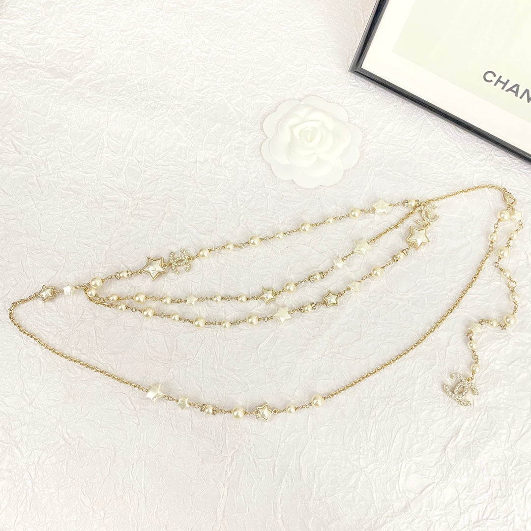 Star Pearl Triple Layer Golden Waist Chain YLA04