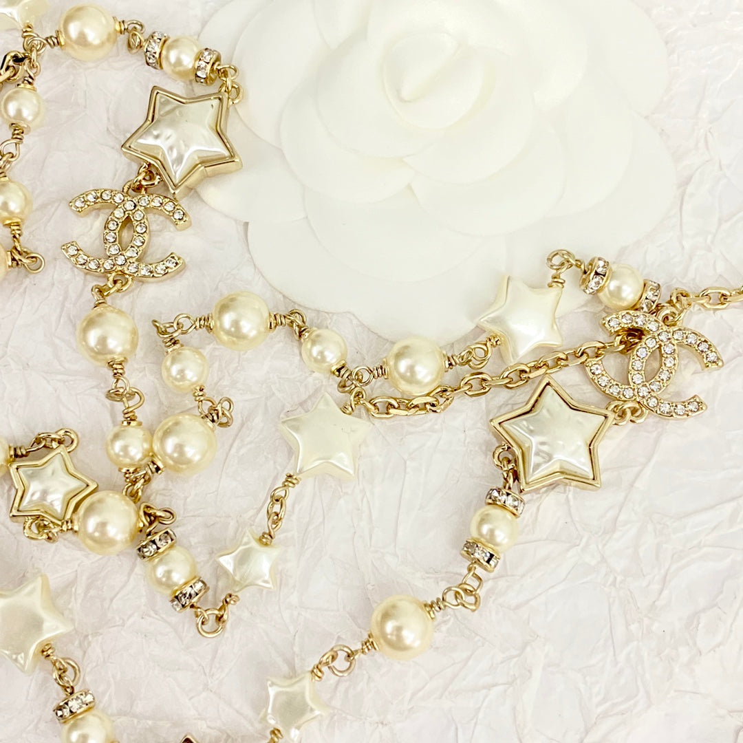 Star Pearl Triple Layer Golden Waist Chain YLA04