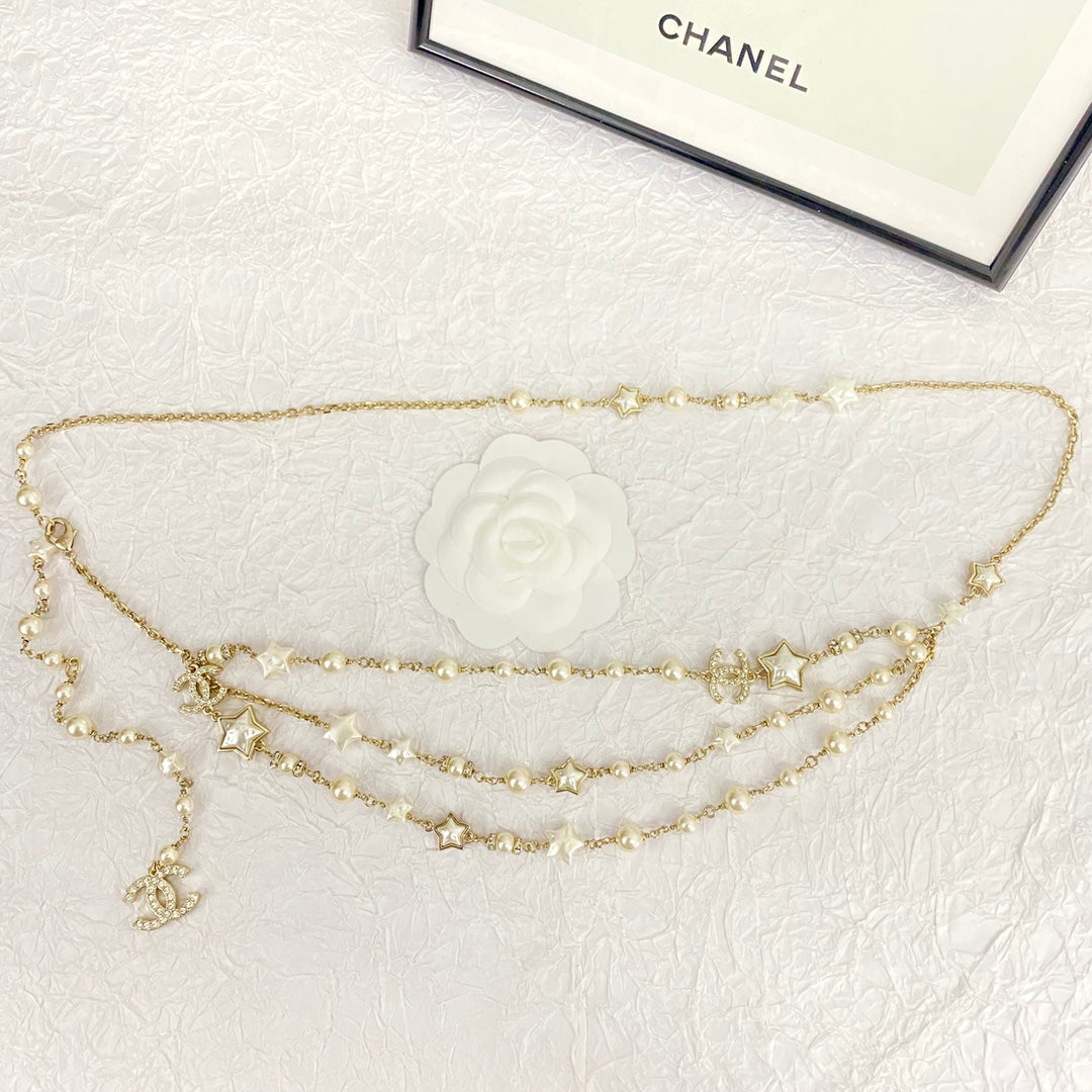 Star Pearl Triple Layer Golden Waist Chain YLA04