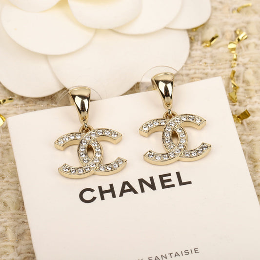 CHA 24B Diamond studded Double C Earrings EHA277