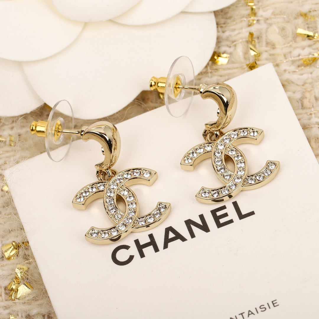 CHA 24B Diamond studded Double C Earrings EHA277